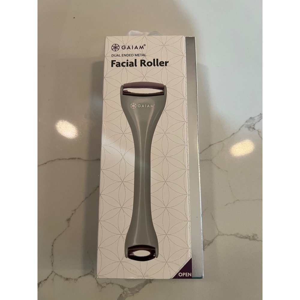 Gaiam Dual Ended Metal Facial Roller Sage Green Skincare Tool New